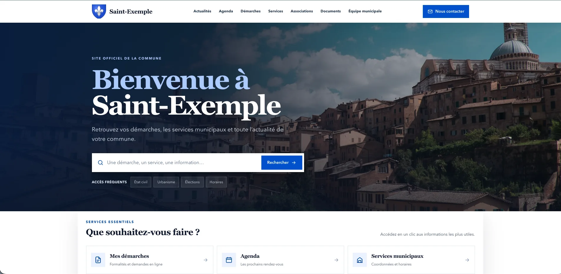 Page d’accueil du site de démonstration de Saint-Exemple